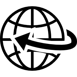 Earth grid with an arrow icon