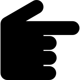 zwarte hand wijst naar rechts icoon