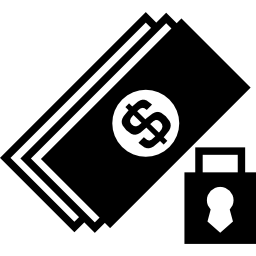 billetes de dinero con un candado cerrado icono