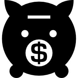 Money piggy bank front with dollar sign icon