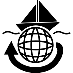 Sailing boat travelling around the world icon