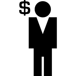 hombre de negocios, con, símbolo del dólar icono