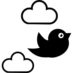 Bird flying between clouds icon