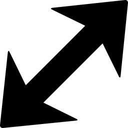 flèche diagonale avec deux points dans des directions opposées Icône
