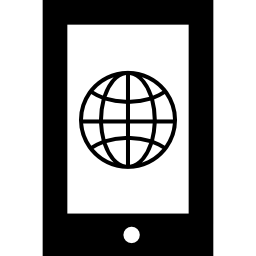Earth grid symbol on cellular phone screen icon