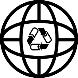 Earth grid with recycle arrows triangular symbol in the middle icon