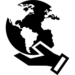 earth globe op een hand icoon