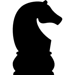 Horse black chess piece shape from side view icon