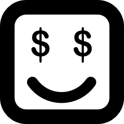 Money eyes on square face icon