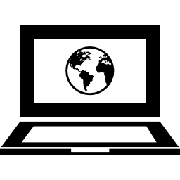 aardesymbool op het beeldscherm van een geopende laptop icoon