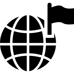 globo terrestre com grade e uma bandeira Ícone