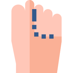 pérdida de color en los dedos de los pies. icono