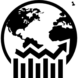 Earth globe symbol with business graphic icon