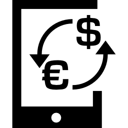 geld euro dollar wechselsymbol auf einem tablet icon