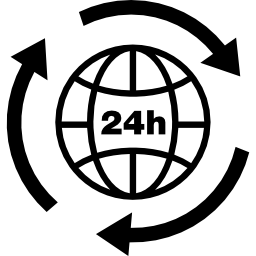 24 uur earth grid symbool met pijlen cirkel rond icoon