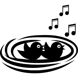uccellini che cantano in un nido icona