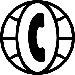símbolo auricular de teléfono de llamada en signo internacional de red mundial icono