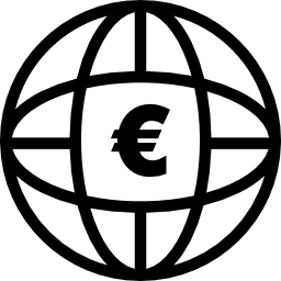 Earth grid with euro sign icon