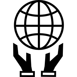 earth grid globe op handen paar icoon