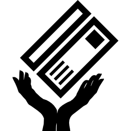 Credit card on hands icon