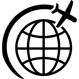 Airplane flight in circle around Earth icon