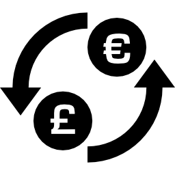 Money currency exchange symbol of pounds and euros icon