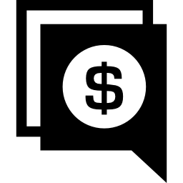 사각형 모양의 돈 이야기 거품 icon