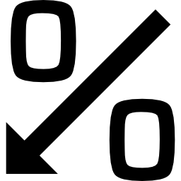 simbolo di percentuale di denaro con barra di freccia giù icona