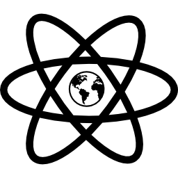 Earth in atom shape icon