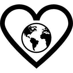 earth globe in hart overzicht icoon