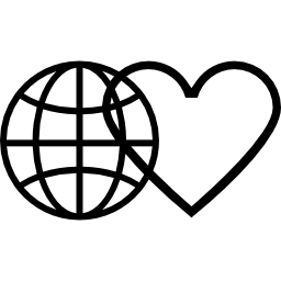 Earth grid with heart outline icon