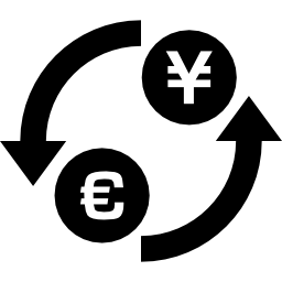 simbolo di scambio di denaro di yen del dollaro con il cerchio delle frecce icona