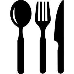 zestaw narzędzi do jedzenia w restauracji składający się z trzech części ikona