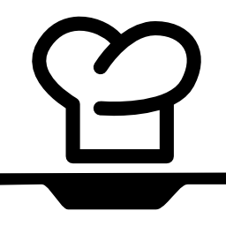 Chef hat on a plate from side view icon