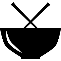 Chinese food bowl from side view and chopsticks icon