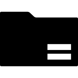 zwarte map-interface symbool met gelijkteken icoon