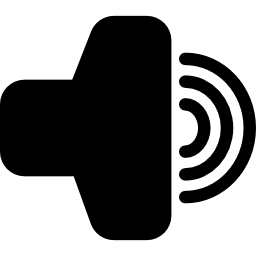 audio-interface-symbol mit maximaler lautstärke einer lautsprecherseitenansicht mit linien, die den ton darstellen icon