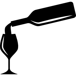 podawanie wina w szklance z butelką ikona