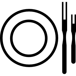 Plate and forks couple from top view icon