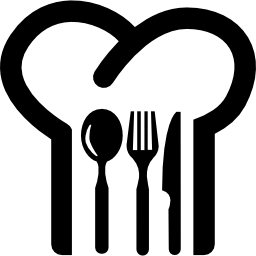koksmuts met het symbool van het bestekrestaurant icoon