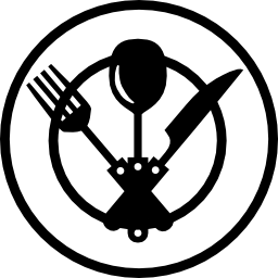 Cutlery set on a plate icon
