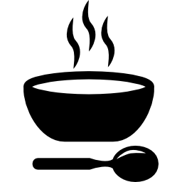 tigela de sopa quente com colher Ícone