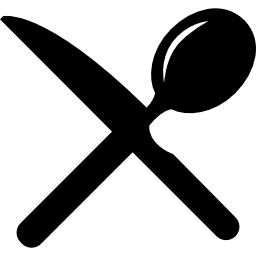 cruz de cubiertos de un cuchillo y una cuchara icono