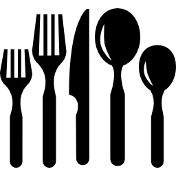 Cutlery set of five pieces icon