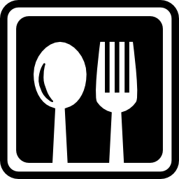 symbole de couverts de restaurant dans un carré Icône