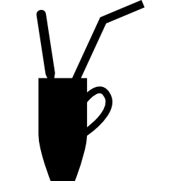 Высокая чашка с соломкой и ложкой внутри иконка