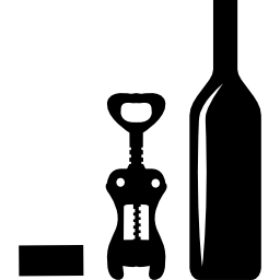 Wine bottle and opener icon