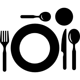 Restaurant plate top view icon