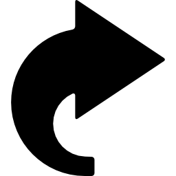 Curved right black arrow icon