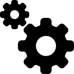 Символ интерфейса настроек двух шестерен разных размеров иконка